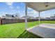 View of the home's backyard with green grass and a covered patio at 134 Percheron Dr, Summerville, SC 29486