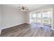 Bedroom with scenic view and gray walls at 142 Marsh View Villas, Folly Beach, SC 29439