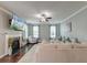 Living room with fireplace, ceiling fan, and nice furniture at 149 Daniels Ridge Dr, Summerville, SC 29485