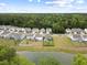 An aerial view of a residential neighborhood with a scenic pond and lush green trees at 167 Cherry Grove Dr, Summerville, SC 29483