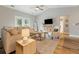 Inviting living room with a plush sofa, accent chair, wood floors, and ample natural light creating a warm ambiance at 204 Read St, Moncks Corner, SC 29461