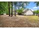 Spacious backyard with mature trees and storage shed at 209 Lipman St, Summerville, SC 29483