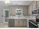 Modern kitchen features stainless appliances, stone backsplash, sleek countertops, and stylish cabinetry offers a functional and appealing space at 209 Lipman St, Summerville, SC 29483