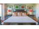 Nicely decorated bedroom featuring a queen-sized bed, coral accent pillows and side tables with lamps at 25 Ocean Point Dr, Isle of Palms, SC 29451