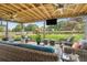Covered back porch with wicker furniture, ceiling fans, and water view at 2864 Wofford Rd, Charleston, SC 29414