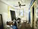 This bedroom features a ceiling fan and natural light through the window at 3 Hanover St, Charleston, SC 29403