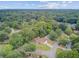 Expansive aerial view of a residential neighborhood nestled amongst lush trees under a bright blue sky at 300 Hamlet Rd, Summerville, SC 29485