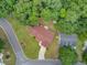 Overhead shot showing the layout of the property, featuring a landscaped yard, quiet streets, and mature trees at 300 Hamlet Rd, Summerville, SC 29485