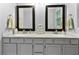 The bathroom features double sinks with gray cabinets and framed mirrors at 332 Damascus Dr, Summerville, SC 29483