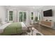This main bedroom features neutral paint, windows to let in the natural light and hardwood floors at 5105 St George Ln, Hollywood, SC 29449