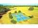 Aerial view of well-maintained tennis courts surrounded by lush greenery at 5105 St George Ln, Hollywood, SC 29449