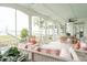 Spacious sunroom featuring water views, comfortable seating, and dining area at 80 On The Harbor Dr, Mount Pleasant, SC 29464