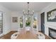 Dining room with large windows and a view of the wooded area and oak trees at 853 Whispering Marsh Dr, Charleston, SC 29412