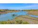 Aerial view of community dock featuring a covered gazebo extending into the water and marsh at 968 Cummings Cir, Mount Pleasant, SC 29464