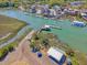 Aerial view of the community boat docks and waterfront with a picnic and playground area at 968 Cummings Cir, Mount Pleasant, SC 29464