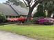 Landscaped front yard showcasing vibrant azaleas in full bloom, adding color and curb appeal to the home at 968 Cummings Cir, Mount Pleasant, SC 29464