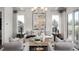 Bright living room features stylish furniture, a modern chandelier, and expansive windows with outdoor views at 000 Remington Trl, Johns Island, SC 29455