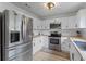 Modern kitchen featuring stainless steel appliances, white cabinets, and butcher block countertops at 1024 Willowood Ave, Goose Creek, SC 29445