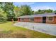 Spacious backyard view features a patio and brick exterior with lush landscaping, perfect for outdoor entertaining at 106 Newington Rd, Summerville, SC 29485