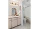 Bathroom with large mirror, vanity, and hexagon tile at 1142 Village Creek Ln # 4, Mount Pleasant, SC 29464