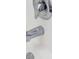 Close-up of the chrome faucet and fixtures inside of a clean tub and shower at 1315 Palm Cove Dr, Charleston, SC 29492