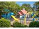 Community playground featuring a variety of colorful and engaging play structures for children at 1315 Palm Cove Dr, Charleston, SC 29492