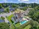 Gorgeous backyard features a sparkling pool, lush lawn, and patio space, creating an ideal outdoor oasis for leisure at 1503 Pondside Ct, Summerville, SC 29485