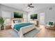 Well-lit main bedroom features neutral decor and decorative artwork at 168 Cotillion Cres, Summerville, SC 29483