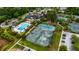 Aerial view of community amenities: pool, clubhouse, and tennis and pickleball courts at 1721 Bowline Dr, Mount Pleasant, SC 29466