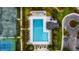 Overhead aerial view of the community's large swimming pool with ample seating and landscaping at 1721 Bowline Dr, Mount Pleasant, SC 29466