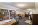 Large attic space includes a round table, desk, bookshelves, and unique painted art wall accents at 1830 Kempton Ave, James Island, SC 29412