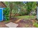 View of backyard with green space, a blue shed and privacy fence at 1830 Kempton Ave, James Island, SC 29412