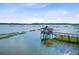 Picturesque view of waterfront gazebo and private pier, perfect for enjoying scenic water views at 2076 Rookery Ln, Charleston, SC 29414