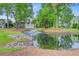 Picturesque pond with a fountain, set against homes and manicured landscaping at 2076 Rookery Ln, Charleston, SC 29414