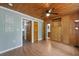 Bedroom with wooden ceiling, closet, wooden doors and hardwood floor at 263 Gator Walk, Ridgeville, SC 29472