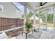 Covered patio featuring comfortable seating and a view of the fenced backyard at 2844 Pinelog Ln, Johns Island, SC 29455