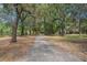 Long gravel driveway lined by mature trees covered in Spanish moss leading up to the beautiful home at 3002 Edenvale Rd, Johns Island, SC 29455