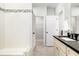Bathroom featuring glass shower, tile floor, and a vanity with a dark countertop at 3413 Acorn Drop Ln, Johns Island, SC 29455