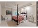 Bedroom with carpet, four-poster bed, decorative bedding, white trim, ceiling fan, and natural light at 3601 Colonel Vanderhorst Cir, Mount Pleasant, SC 29466