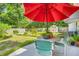 Charming backyard area featuring a dining set and a well-maintained lawn at 672 W Oak Forest Dr, Charleston, SC 29407