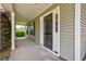 View of the front porch with a dark-colored front door and covered entrance at 1039 Steelechase Ln, Hanahan, SC 29410