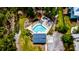 Aerial view of pool area featuring an in-ground pool, ample seating and restrooms at 104 Antilles Cir, Charleston, SC 29492