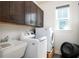 A clean and organized laundry room with modern appliances and ample cabinet space at 104 Antilles Cir, Charleston, SC 29492