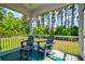 Screened porch with outdoor seating and a view of the wooded backyard at 104 Antilles Cir, Charleston, SC 29492