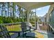 Inviting screened porch with wooded views, Adirondack chairs, and colorful outdoor rug at 104 Antilles Cir, Charleston, SC 29492