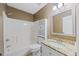 Bathroom with a shower-tub combo and granite vanity at 111 Macfarren Ln, Summerville, SC 29485