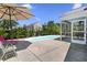 Private backyard oasis featuring a pool and outdoor seating area at 1110 Flyway Rd, Summerville, SC 29483