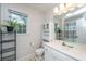 Bathroom with vanity, toilet, storage cabinet and a window at 113 Essex Dr, Summerville, SC 29485