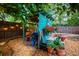 Tranquil backyard showcasing a rustic shed, vibrant flowers, and gardening tools, ideal for outdoor enjoyment at 1158 Shoreside Way, Mount Pleasant, SC 29464