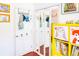 Bedroom showing a mirrored closet, hats, storage, and decorative art at 1158 Shoreside Way, Mount Pleasant, SC 29464